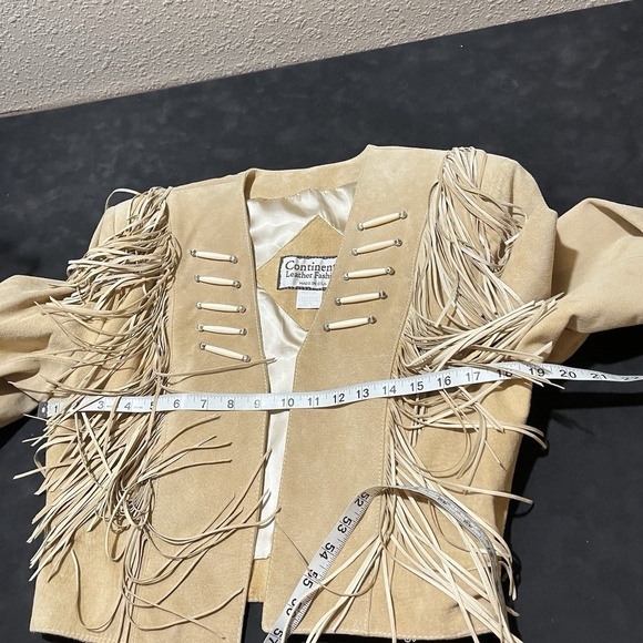 Vintage Continental Leather Fringe Suede Jacket Open Front Western Womens - Picture 5 of 12